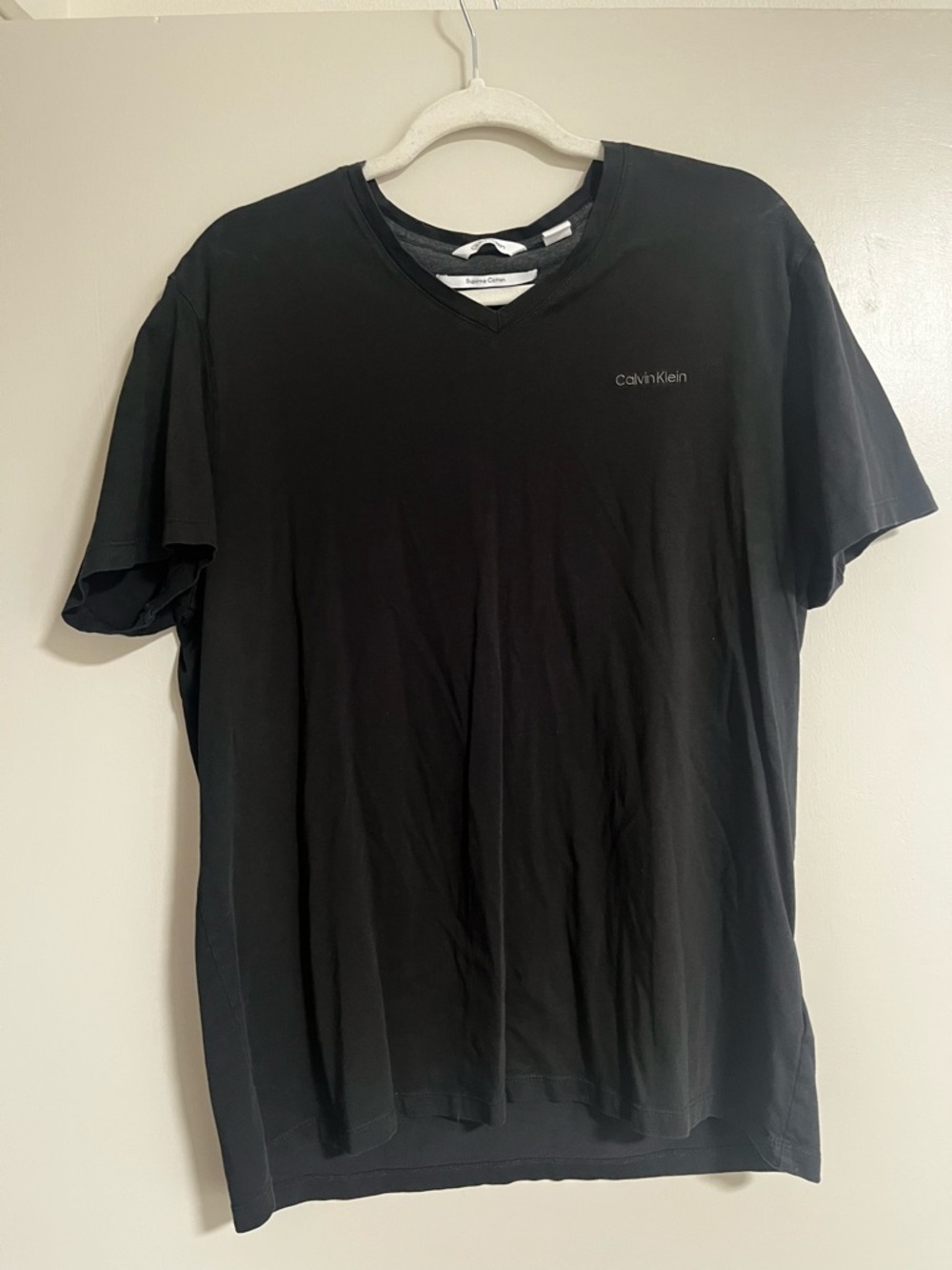 Calvin Klein Black V-Neck Tee with Subtle Logo